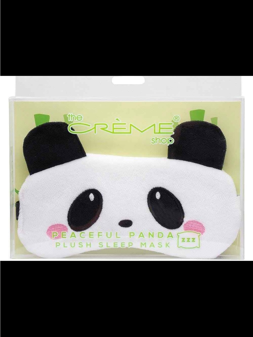 The Crème Shop Peaceful Panda Plush Sleep Mask - White & Black with Pink Cheeks - Picture 3 of 3